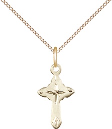 [2525GF/18GF] 14kt Gold Filled Cross Pendant on a 18 inch Gold Filled Light Curb chain