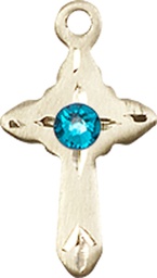 [2525KT-STN12] 14kt Gold Cross Medal with a 3mm Zircon Swarovski stone