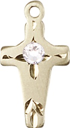 [2527GF-STN4] 14kt Gold Filled Cross Medal with a 3mm Crystal Swarovski stone