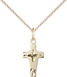 [2527GF/18GF] 14kt Gold Filled Cross Pendant on a 18 inch Gold Filled Light Curb chain