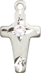 [2527SS-STN4] Sterling Silver Cross Medal with a 3mm Crystal Swarovski stone