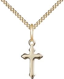 [2528GF/18G] 14kt Gold Filled Cross Pendant on a 18 inch Gold Plate Light Curb chain