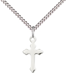[2528SS/18S] Sterling Silver Cross Pendant on a 18 inch Light Rhodium Light Curb chain