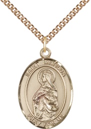 [7239GF/24GF] 14kt Gold Filled Saint Matilda Pendant on a 24 inch Gold Filled Heavy Curb chain