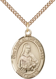 [7247GF/24GF] 14kt Gold Filled Our Lady of the Railroad Pendant on a 24 inch Gold Filled Heavy Curb chain