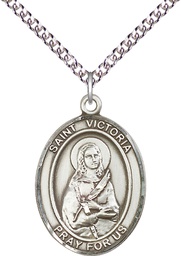 [7253SS/24SS] Sterling Silver Saint Victoria Pendant on a 24 inch Sterling Silver Heavy Curb chain