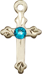[2531GF-STN12] 14kt Gold Filled Cross Medal with a 3mm Zircon Swarovski stone