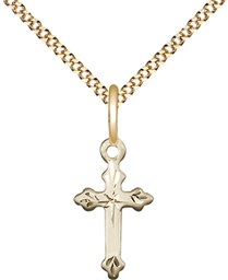 [2531GF/18G] 14kt Gold Filled Cross Pendant on a 18 inch Gold Plate Light Curb chain