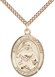 [7267GF/24GF] 14kt Gold Filled Saint Julia Billiart Pendant on a 24 inch Gold Filled Heavy Curb chain