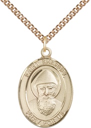 [7271GF/24GF] 14kt Gold Filled Saint Sharbel Pendant on a 24 inch Gold Filled Heavy Curb chain