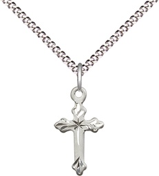 [2531SS/18S] Sterling Silver Cross Pendant on a 18 inch Light Rhodium Light Curb chain