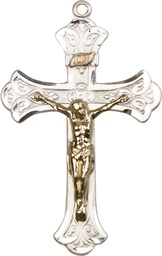 [2642GF/SSY] Two-Tone GF/SS Crucifix Medal - With Box