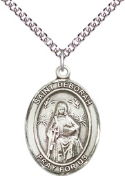 [7286SS/24SS] Sterling Silver Saint Deborah Pendant on a 24 inch Sterling Silver Heavy Curb chain