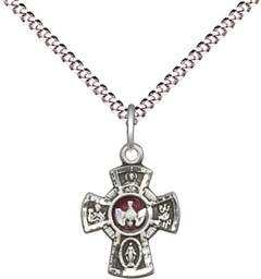 [3145ESS/18S] Sterling Silver 5-Way Pendant on a 18 inch Light Rhodium Light Curb chain