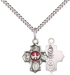 [3190ESS/18S] Sterling Silver 5-Way Pendant on a 18 inch Light Rhodium Light Curb chain