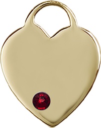 [3200GF-STN1] 14kt Gold Filled Heart Medal with a 3mm Garnet Swarovski stone