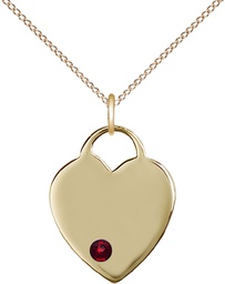 [3200GF-STN1/18GF] 14kt Gold Filled Heart Pendant with a 3mm Garnet Swarovski stone on a 18 inch Gold Filled Light Curb chain