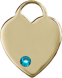[3200GF-STN12] 14kt Gold Filled Heart Medal with a 3mm Zircon Swarovski stone