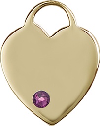 [3200GF-STN2] 14kt Gold Filled Heart Medal with a 3mm Amethyst Swarovski stone