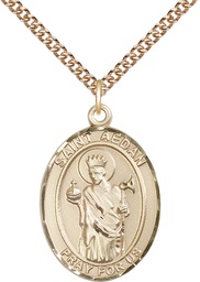 [7293GF/24GF] 14kt Gold Filled Saint Aedan of Ferns Pendant on a 24 inch Gold Filled Heavy Curb chain