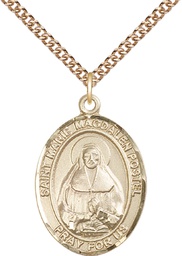 [7294GF/24GF] 14kt Gold Filled Marie Magdalen Postel Pendant on a 24 inch Gold Filled Heavy Curb chain