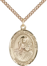 [7297GF/24GF] 14kt Gold Filled Saint Lidwina of Schiedam Pendant on a 24 inch Gold Filled Heavy Curb chain