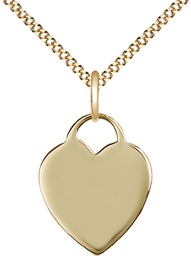 [3200GF/18G] 14kt Gold Filled Heart Pendant on a 18 inch Gold Plate Light Curb chain