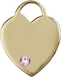 [3200KT-STN6] 14kt Gold Heart Medal with a 3mm Light Amethyst Swarovski stone