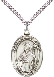 [7316SS/24SS] Sterling Silver Saint Malachy O'More Pendant on a 24 inch Sterling Silver Heavy Curb chain