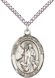 [7317SS/24SS] Sterling Silver Saint Anthony of Egypt Pendant on a 24 inch Sterling Silver Heavy Curb chain