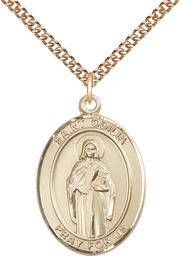 [7319GF/24GF] 14kt Gold Filled Saint Odilia Pendant on a 24 inch Gold Filled Heavy Curb chain