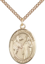 [7321GF/24GF] 14kt Gold Filled Saint Columbanus Pendant on a 24 inch Gold Filled Heavy Curb chain