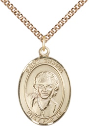 [7322GF/24GF] 14kt Gold Filled Saint Gianna Pendant on a 24 inch Gold Filled Heavy Curb chain
