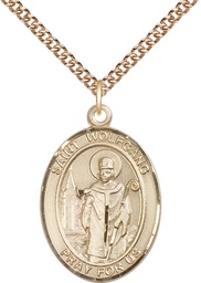 [7323GF/24GF] 14kt Gold Filled Saint Wolfgang Pendant on a 24 inch Gold Filled Heavy Curb chain