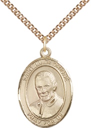 [7326GF/24GF] 14kt Gold Filled Saint Luigi Orione Pendant on a 24 inch Gold Filled Heavy Curb chain