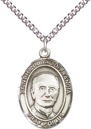 [7327SS/24SS] Sterling Silver Saint Hannibal Pendant on a 24 inch Sterling Silver Heavy Curb chain