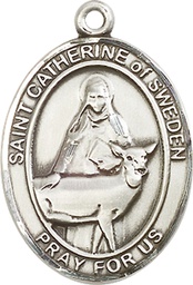 [7336SS] Sterling Silver Saint Catherine of Sweden Medal