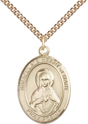 [7337GF/24GF] 14kt Gold Filled Immaculate Heart of Mary Pendant on a 24 inch Gold Filled Heavy Curb chain