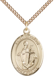 [7340GF/24GF] 14kt Gold Filled Saint Clement Pendant on a 24 inch Gold Filled Heavy Curb chain
