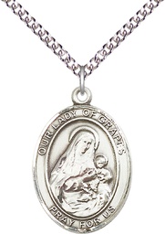 [7347SS/24SS] Sterling Silver Our Lady of Grapes Pendant on a 24 inch Sterling Silver Heavy Curb chain