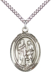 [7348SS/24SS] Sterling Silver Saint Joachim Pendant on a 24 inch Sterling Silver Heavy Curb chain