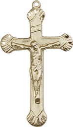 [0664KT] 14kt Gold Crucifix Medal