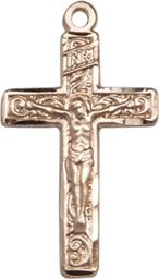 [0673KT] 14kt Gold Crucifix Medal