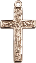 [0674KT] 14kt Gold Crucifix Medal