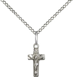 [4134SS/18SS] Sterling Silver Crucifix Pendant on a 18 inch Sterling Silver Light Curb chain