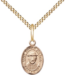 [9412GF/18G] 14kt Gold Filled Saint Damien of Molokai Pendant on a 18 inch Gold Plate Light Curb chain