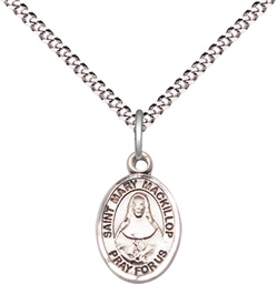 [9425SS/18S] Sterling Silver Saint Mary Mackillop Pendant on a 18 inch Light Rhodium Light Curb chain