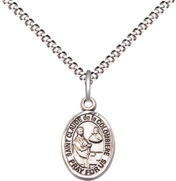 [9432SS/18S] Sterling Silver Saint Claude de la Colombiere Pendant on a 18 inch Light Rhodium Light Curb chain