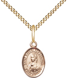 [9438GF/18G] 14kt Gold Filled Saint Kateri Tekakwitha Pendant on a 18 inch Gold Plate Light Curb chain