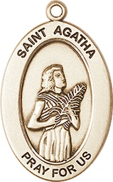 [11003KT] 14kt Gold Saint Agatha Medal